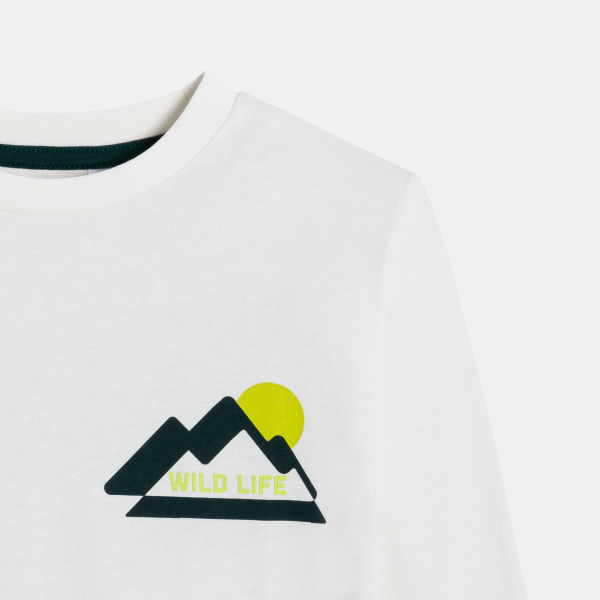 تيشيرت مزين برسوم، باللون الأبيض للفتيان